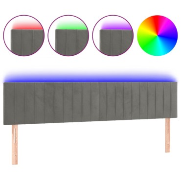 vidaXL Κεφαλάρι Κρεβατιού LED Ανοιχτό Γκρι 200x5x78/88cm Βελούδινο 1 τεμ.