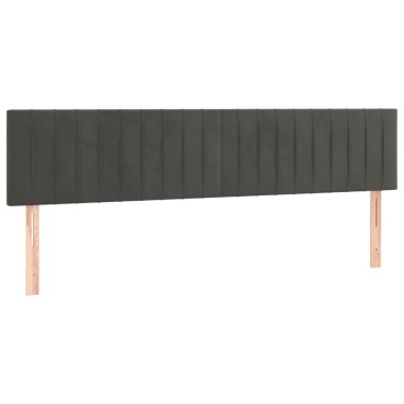 vidaXL Κεφαλάρι Κρεβατιού LED Σκούρο Γκρι 200x5x78/88cm Βελούδινο 1 τεμ.