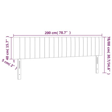 vidaXL Κεφαλάρι Κρεβατιού LED Σκούρο Γκρι 200x5x78/88cm Βελούδινο 1 τεμ.