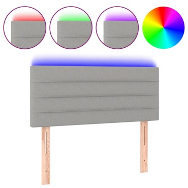 vidaXL Κεφαλάρι Κρεβατιού LED Ανοιχτό Γκρι 100x5x78/88cm Υφασμάτινο 1 τεμ.