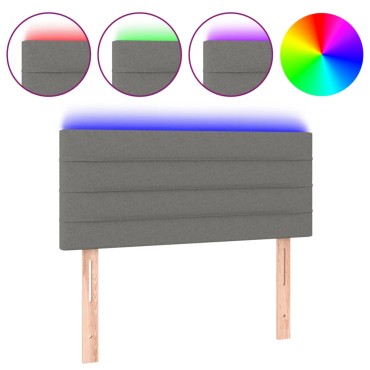 vidaXL Κεφαλάρι Κρεβατιού LED Σκούρο Γκρι 100x5x78/88cm Υφασμάτινο 1 τεμ.