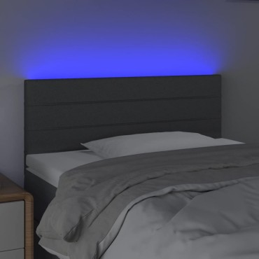 vidaXL Κεφαλάρι Κρεβατιού LED Σκούρο Γκρι 100x5x78/88cm Υφασμάτινο 1 τεμ.