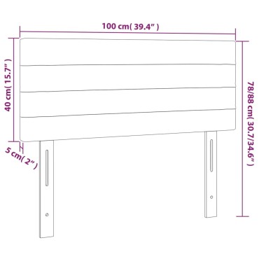 vidaXL Κεφαλάρι Κρεβατιού LED Σκούρο Γκρι 100x5x78/88cm Υφασμάτινο 1 τεμ.
