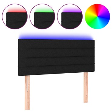 vidaXL Κεφαλάρι Κρεβατιού LED Μαύρο 100x5x78/88cm Υφασμάτινο 1 τεμ.