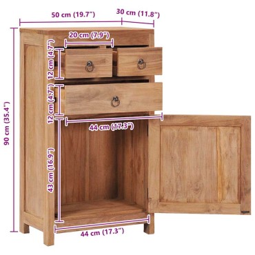 vidaXL Μπουφές 50x30x90cm από Μασίφ Ξύλο Teak 1 τεμ.