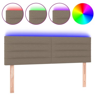 vidaXL Κεφαλάρι Κρεβατιού LED Taupe 144x5x78/88cm Υφασμάτινο 1 τεμ.