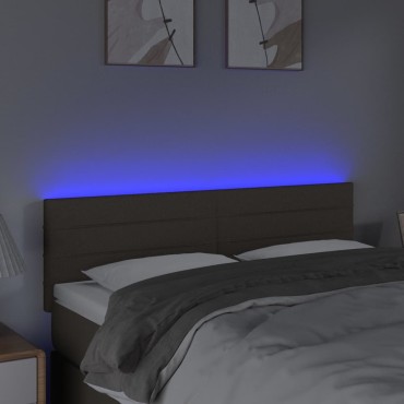 vidaXL Κεφαλάρι Κρεβατιού LED Taupe 144x5x78/88cm Υφασμάτινο 1 τεμ.