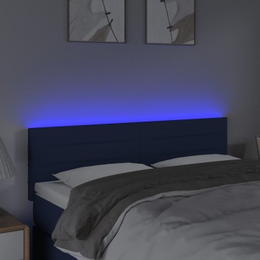 vidaXL Κεφαλάρι Κρεβατιού LED Μπλε 144x5x78/88cm Υφασμάτινο 1 τεμ.