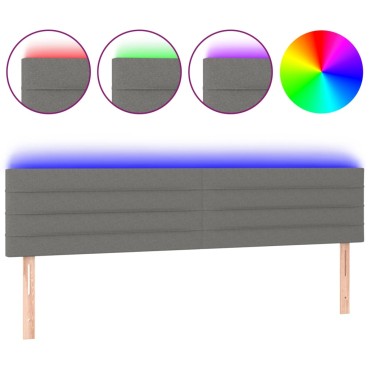 vidaXL Κεφαλάρι Κρεβατιού LED Σκούρο Γκρι 160x5x78/88cm Υφασμάτινο 1 τεμ.