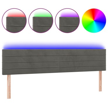 vidaXL Κεφαλάρι Κρεβατιού LED Σκούρο Γκρι 160x5x78/88cm Βελούδινο 1 τεμ.