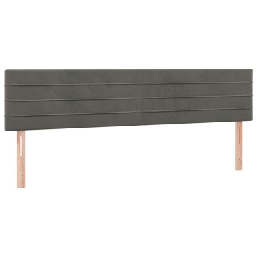 vidaXL Κεφαλάρι Κρεβατιού LED Σκούρο Γκρι 160x5x78/88cm Βελούδινο 1 τεμ.