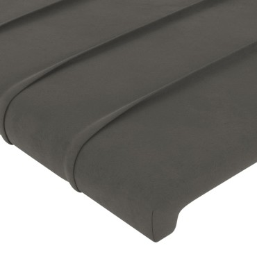 vidaXL Κεφαλάρι Κρεβατιού LED Σκούρο Γκρι 160x5x78/88cm Βελούδινο 1 τεμ.