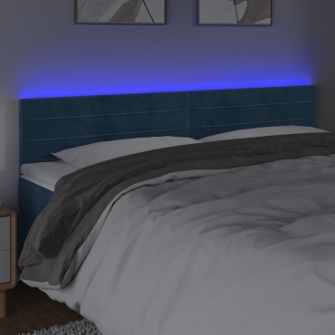 vidaXL Κεφαλάρι Κρεβατιού LED Σκούρο Μπλε 200x5x78/88cm Βελούδινο 1 τεμ.