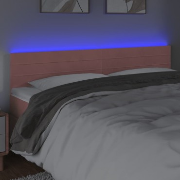 vidaXL Κεφαλάρι Κρεβατιού LED Ροζ 200x5x78/88cm Βελούδινο 1 τεμ.