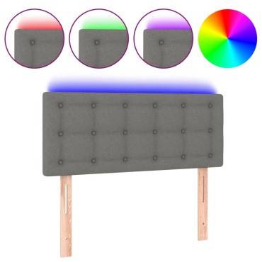 vidaXL Κεφαλάρι Κρεβατιού LED Σκούρο Γκρι 90x5x78/88cm Υφασμάτινο 1 τεμ.