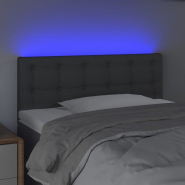vidaXL Κεφαλάρι Κρεβατιού LED Σκούρο Γκρι 90x5x78/88cm Υφασμάτινο 1 τεμ.
