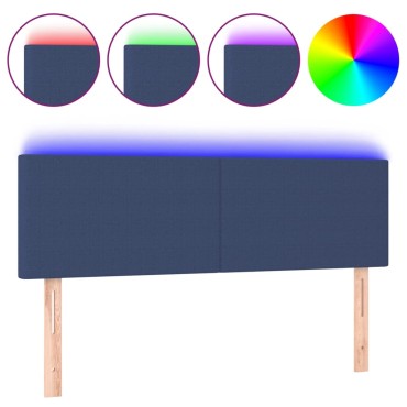 vidaXL Κεφαλάρι Κρεβατιού LED Μπλε 144x5x78/88cm Υφασμάτινο 1 τεμ.