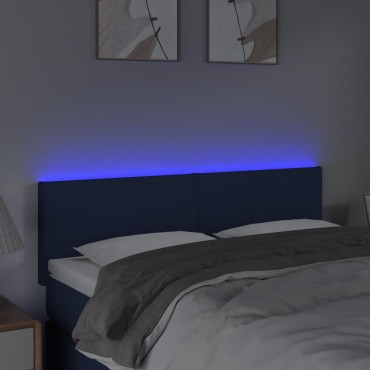 vidaXL Κεφαλάρι Κρεβατιού LED Μπλε 144x5x78/88cm Υφασμάτινο 1 τεμ.
