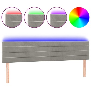 vidaXL Κεφαλάρι Κρεβατιού LED Ανοιχτό Γκρι 160x5x78/88cm Βελούδινο 1 τεμ.