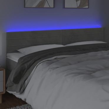 vidaXL Κεφαλάρι Κρεβατιού LED Ανοιχτό Γκρι 160x5x78/88cm Βελούδινο 1 τεμ.
