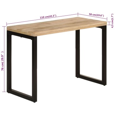vidaXL Τραπεζαρία 110x50x76cm από Μασίφ Ξύλο Μάνγκο 1 τεμ.
