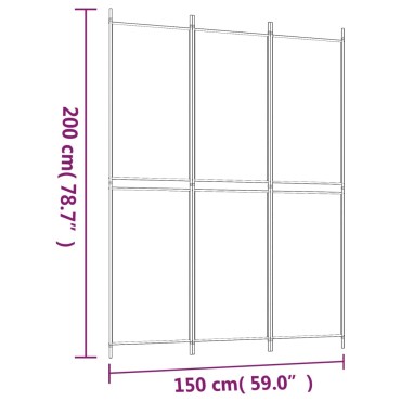 vidaXL Διαχωριστικό Δωματίου με 3 Πάνελ Λευκό 150x200cm Υφασμάτινο 1 τεμ.