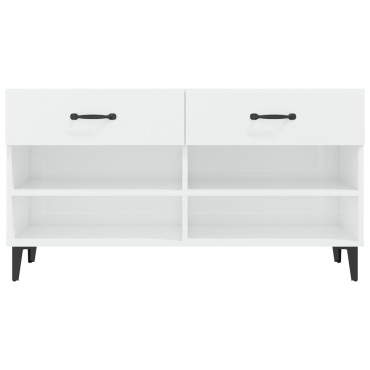 vidaXL Παπουτσοθήκη Γυαλιστερό Λευκό 102x35x55cm Επεξεργασμένο Ξύλο