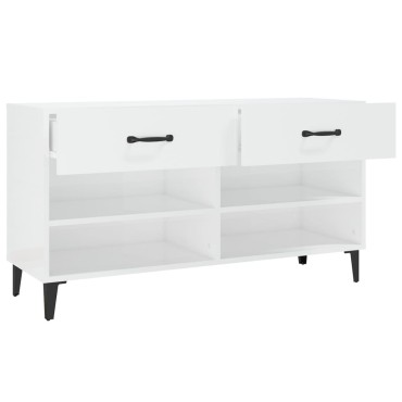 vidaXL Παπουτσοθήκη Γυαλιστερό Λευκό 102x35x55cm Επεξεργασμένο Ξύλο