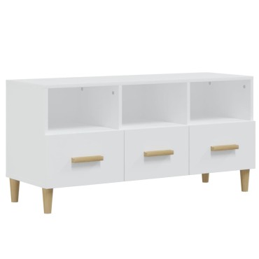 vidaXL Έπιπλο Τηλεόρασης Γυαλ. Λευκό 102x36x50cm Επεξεργασμένο Ξύλο