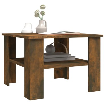 vidaXL Τραπεζάκι Σαλονιού Καπνιστή Δρυς 60x60x42cm Επεξεργ. Ξύλο 1 τεμ.
