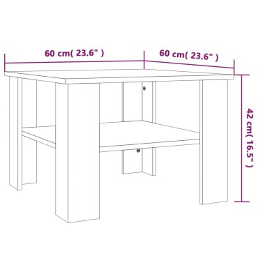 vidaXL Τραπεζάκι Σαλονιού Καπνιστή Δρυς 60x60x42cm Επεξεργ. Ξύλο 1 τεμ.