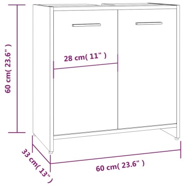 vidaXL Ντουλάπι Μπάνιου Γκρι Sonoma 60x33x60cm Επεξεργασμένο Ξύλο