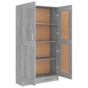 vidaXL Βιβλιοθήκη Γκρι Sonoma 82,5x30,5x150cm από Επεξεργασμένο Ξύλο 1 τεμ.