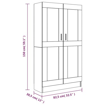 vidaXL Βιβλιοθήκη Γκρι Sonoma 82,5x30,5x150cm από Επεξεργασμένο Ξύλο 1 τεμ.
