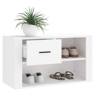 vidaXL Παπουτσοθήκη Λευκή 80x35x45cm από Επεξεργασμένο Ξύλο