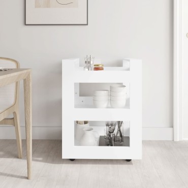vidaXL Τρόλεϊ Κουζίνας Λευκό 60x45x80cm από Επεξεργασμένο Ξύλο 1 τεμ.