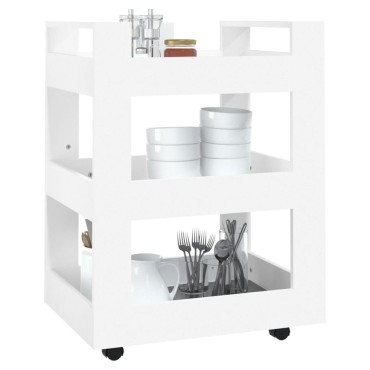 vidaXL Τρόλεϊ Κουζίνας Λευκό 60x45x80cm από Επεξεργασμένο Ξύλο 1 τεμ.