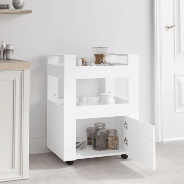 vidaXL Τρόλεϊ Κουζίνας Λευκό 60x45x80cm από Επεξεργασμένο Ξύλο 1 τεμ.