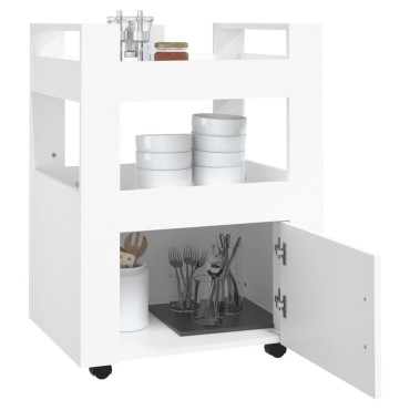 vidaXL Τρόλεϊ Κουζίνας Λευκό 60x45x80cm από Επεξεργασμένο Ξύλο 1 τεμ.