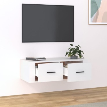 vidaXL Έπιπλο Τηλεόρασης Κρεμαστό Λευκό 80x36x25cm Επεξεργ. Ξύλο