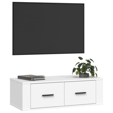 vidaXL Έπιπλο Τηλεόρασης Κρεμαστό Λευκό 80x36x25cm Επεξεργ. Ξύλο