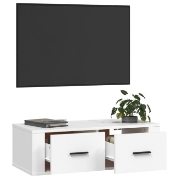 vidaXL Έπιπλο Τηλεόρασης Κρεμαστό Λευκό 80x36x25cm Επεξεργ. Ξύλο