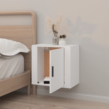 vidaXL Κομοδίνο Επιτοίχιο Λευκό 50x30x47cm 1 τεμ.