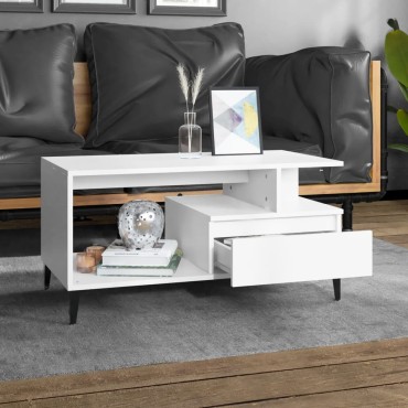 vidaXL Τραπεζάκι Σαλονιού Λευκό 90x49 x45cm από Επεξεργασμένο Ξύλο 1 τεμ.
