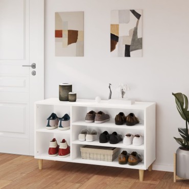 vidaXL Παπουτσοθήκη Λευκή 102x36x60cm από Επεξεργασμένο Ξύλο