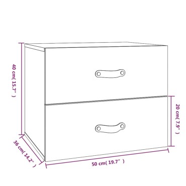 vidaXL Κομοδίνο Επιτοίχιο Λευκό 50x36x40cm 1 τεμ.