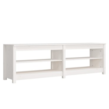 vidaXL Παπουτσοθήκη Λευκή 160x36,5x50cm από Μασίφ Ξύλο Πεύκου