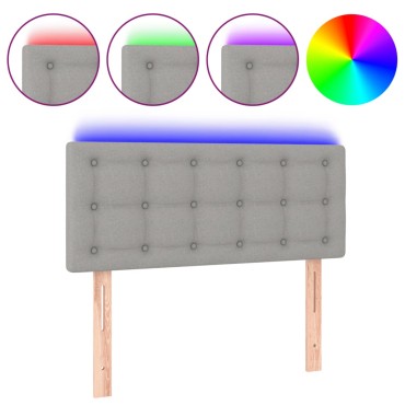 vidaXL Κεφαλάρι Κρεβατιού LED Ανοιχτό Γκρι 100x5x78/88cm Υφασμάτινο 1 τεμ.
