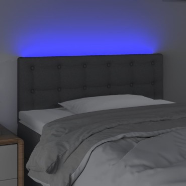 vidaXL Κεφαλάρι Κρεβατιού LED Σκούρο Γκρι 100x5x78/88cm Υφασμάτινο 1 τεμ.