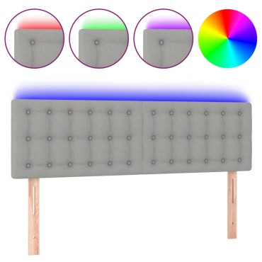 vidaXL Κεφαλάρι Κρεβατιού LED Ανοιχτό Γκρι 144x5x78/88cm Υφασμάτινο 1 τεμ.